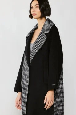 Current Air Houndstooth Oversized Wool Coat BLACK-HOUNDSTOOTH Clearance