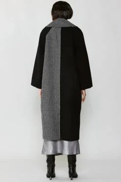 Current Air Houndstooth Oversized Wool Coat BLACK-HOUNDSTOOTH Clearance