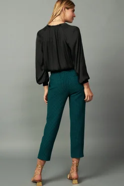 Current Air Houndstooth Patterned Straight Pants DARKTEAL Online