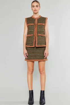 Current Air Houndstooth Vest MLT Fashion