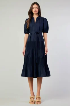 Current Air Ilana Pleated Midi Dress NAVY Online