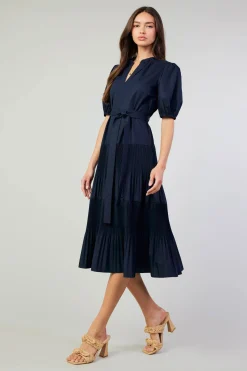 Current Air Ilana Pleated Midi Dress NAVY Online