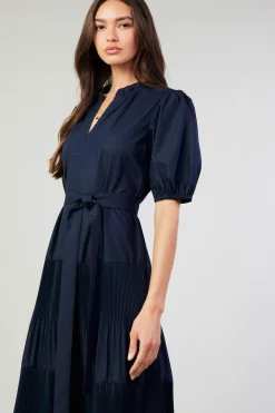 Current Air Ilana Pleated Midi Dress NAVY Online