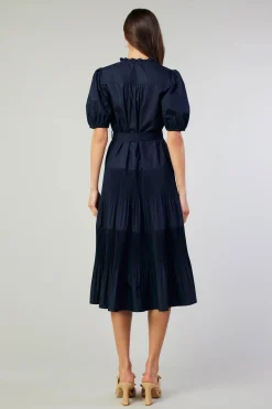 Current Air Ilana Pleated Midi Dress NAVY Online