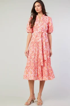 Current Air Ilana Pleated Midi Dress REDMLT Fashion
