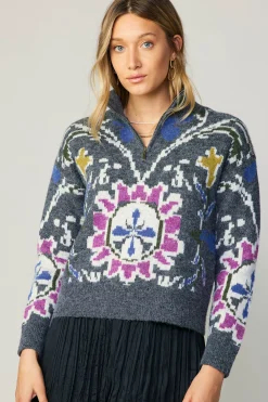 Current Air Jacquard Zip Sweater MULTI Fashion