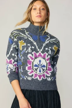 Current Air Jacquard Zip Sweater MULTI Fashion