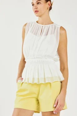 Current Air Keyhole Organza Top WHITE Discount