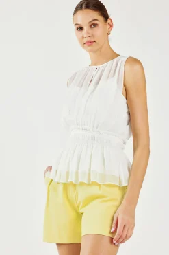 Current Air Keyhole Organza Top WHITE Discount