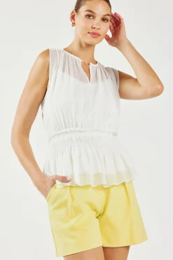 Current Air Keyhole Organza Top WHITE Discount