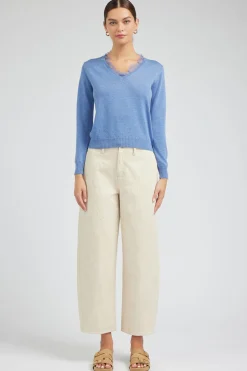 Current Air Lace Detail Sweater Top SOFTBLUE Clearance
