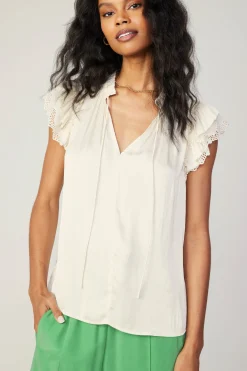 Current Air Lace Flutter Sleeve Blouse CREAM Hot