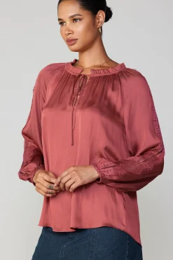 Current Air Lace Panel Blouse ROUGE Best