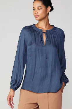 Current Air Lace Panel Blouse NAVY Discount