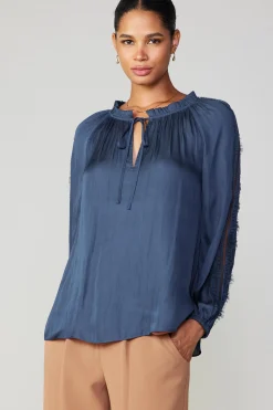 Current Air Lace Panel Blouse NAVY Discount