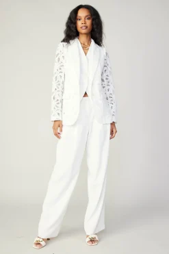 Current Air Lace Single Breasted Blazer WHITE Fashion