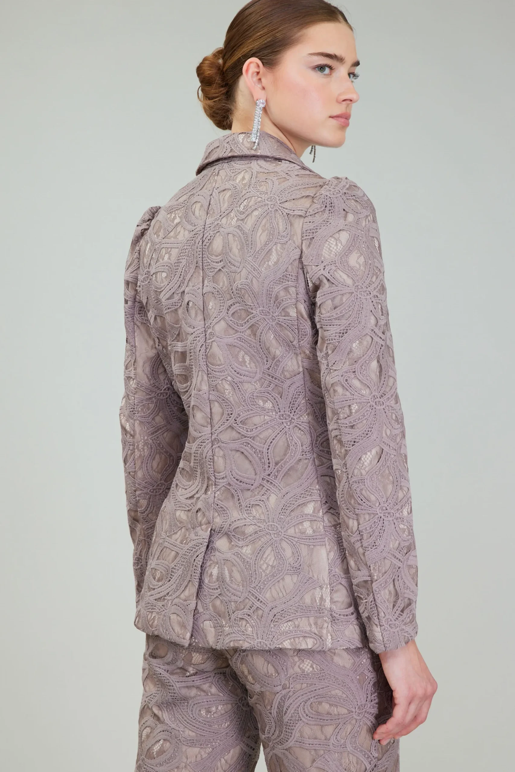 Current Air Lace Single Breasted Blazer TAUPEGREY Discount