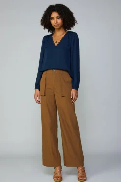 Current Air Lace Trim Blouse NAVY New