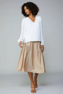 Current Air Lace Trim Blouse WHITE Hot