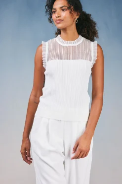 Current Air Lace Yoke Top WHITE Clearance