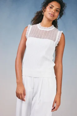 Current Air Lace Yoke Top WHITE Clearance