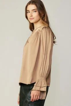 Current Air Layered Cuff Blouse SAND New