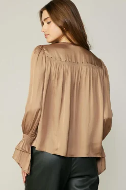 Current Air Layered Cuff Blouse SAND New