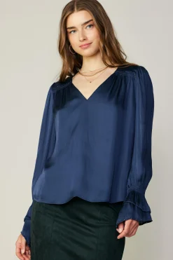 Current Air Layered Cuff Blouse NAVY Fashion