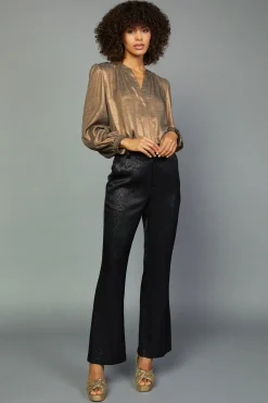 Current Air Leopard Jacquard Flare Pants BLACK-LEOPARD Outlet