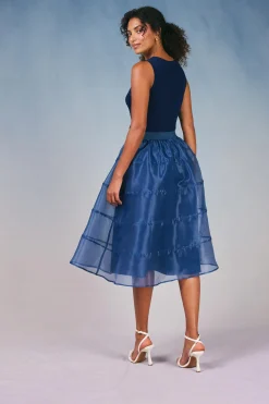 Current Air Lined Organza Skirt SLATENAVY New