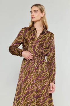 Current Air Link Motif Shirt Dress OLIVEWINE Fashion