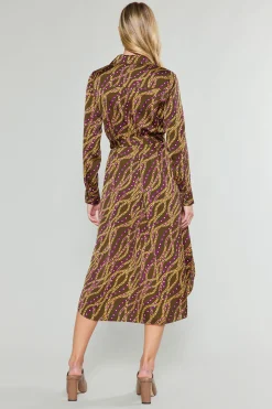 Current Air Link Motif Shirt Dress OLIVEWINE Fashion