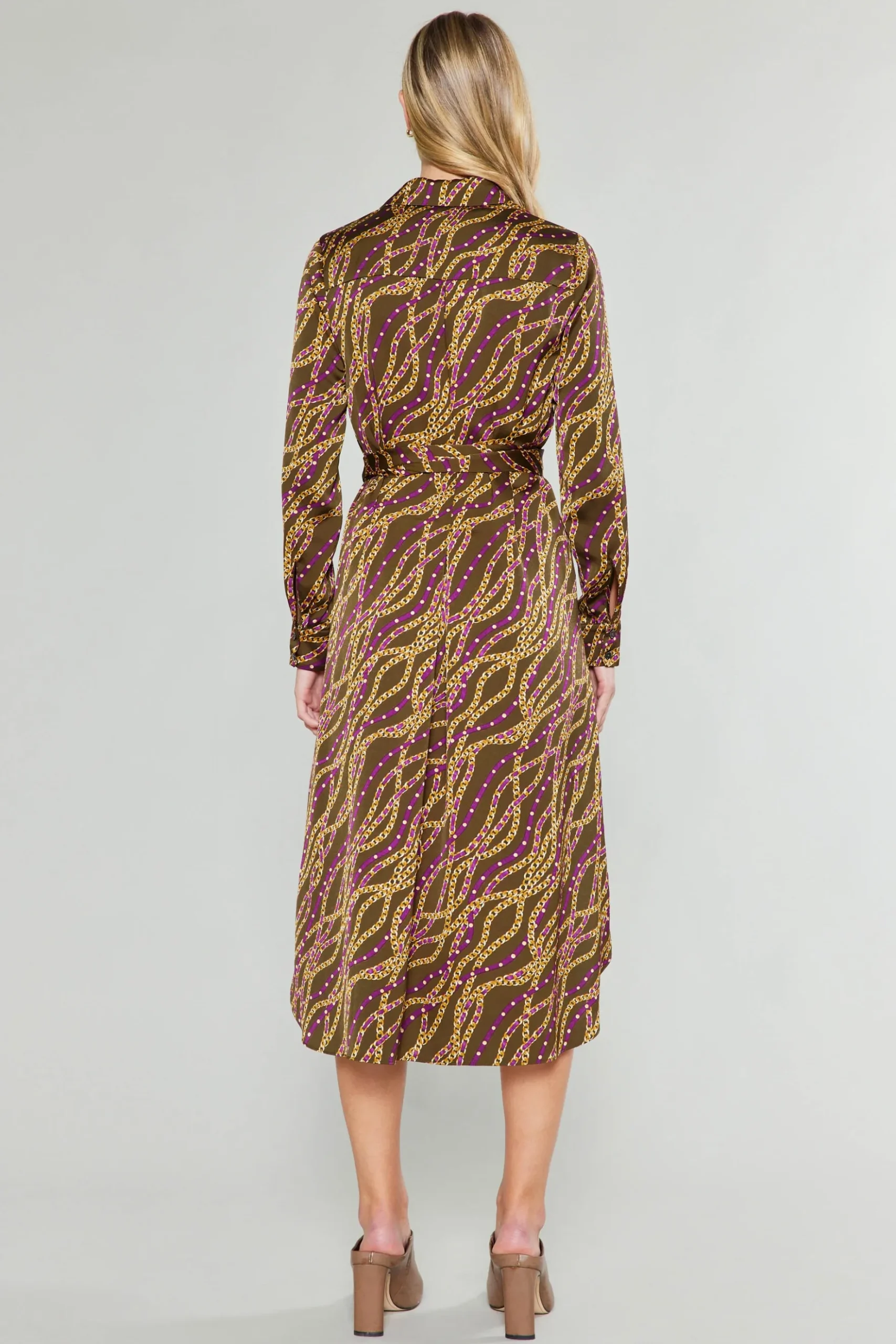 Current Air Link Motif Shirt Dress OLIVEWINE Fashion