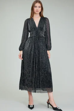 Current Air Lurex Pleated Maxi Dress BLACK Online