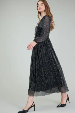 Current Air Lurex Pleated Maxi Dress BLACK Online