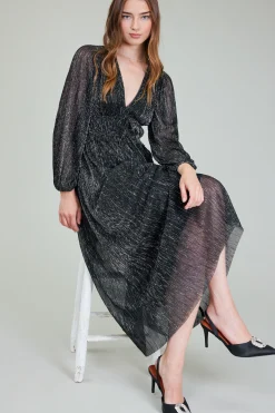 Current Air Lurex Pleated Maxi Dress BLACK Online