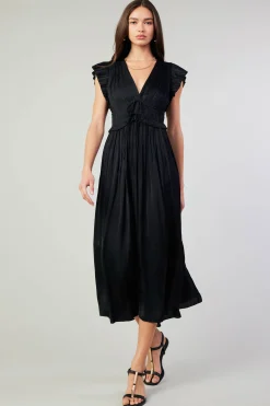 Current Air Mara Pleated Maxi Dress BLACK Online