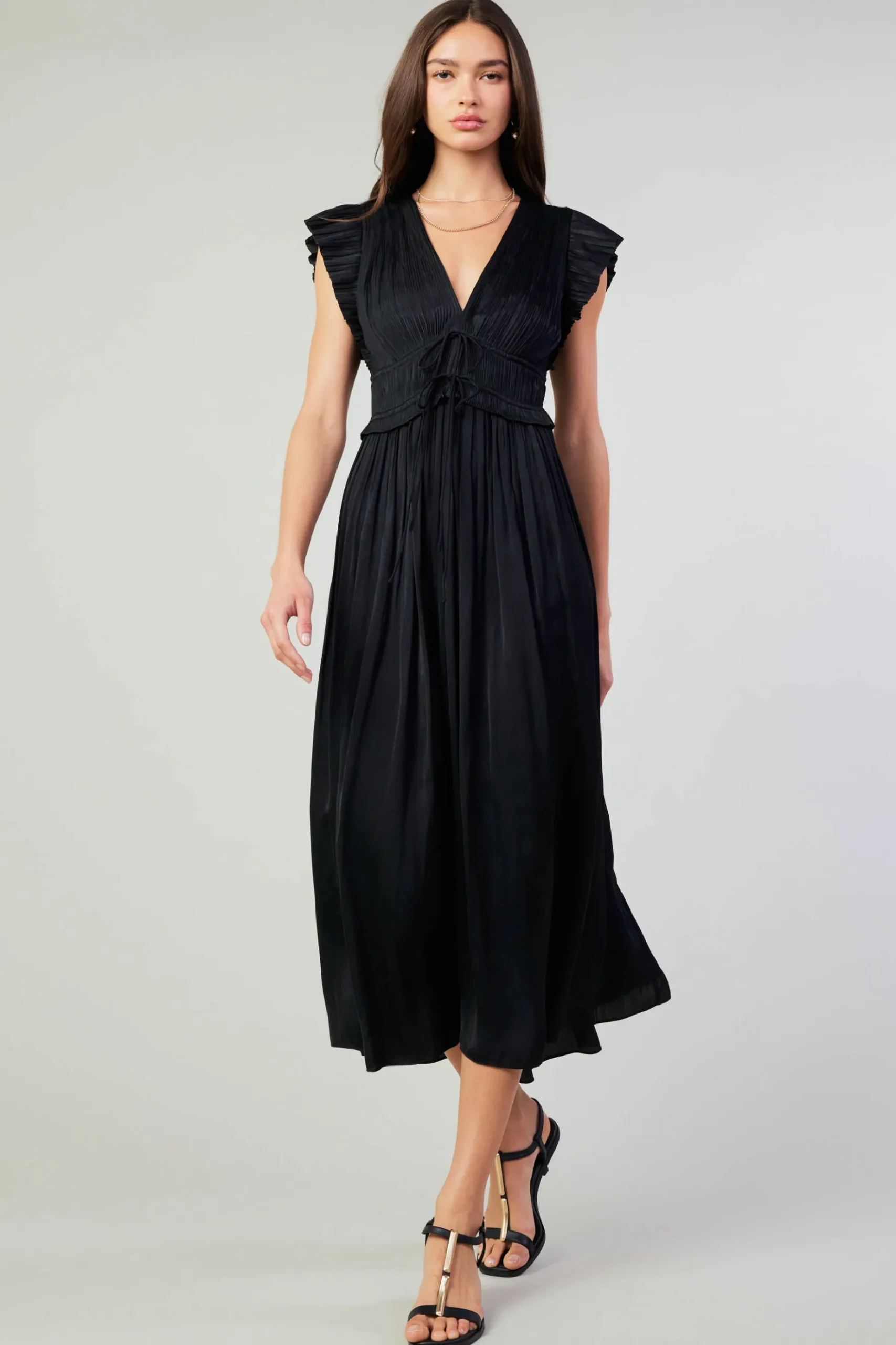 Current Air Mara Pleated Maxi Dress BLACK Online