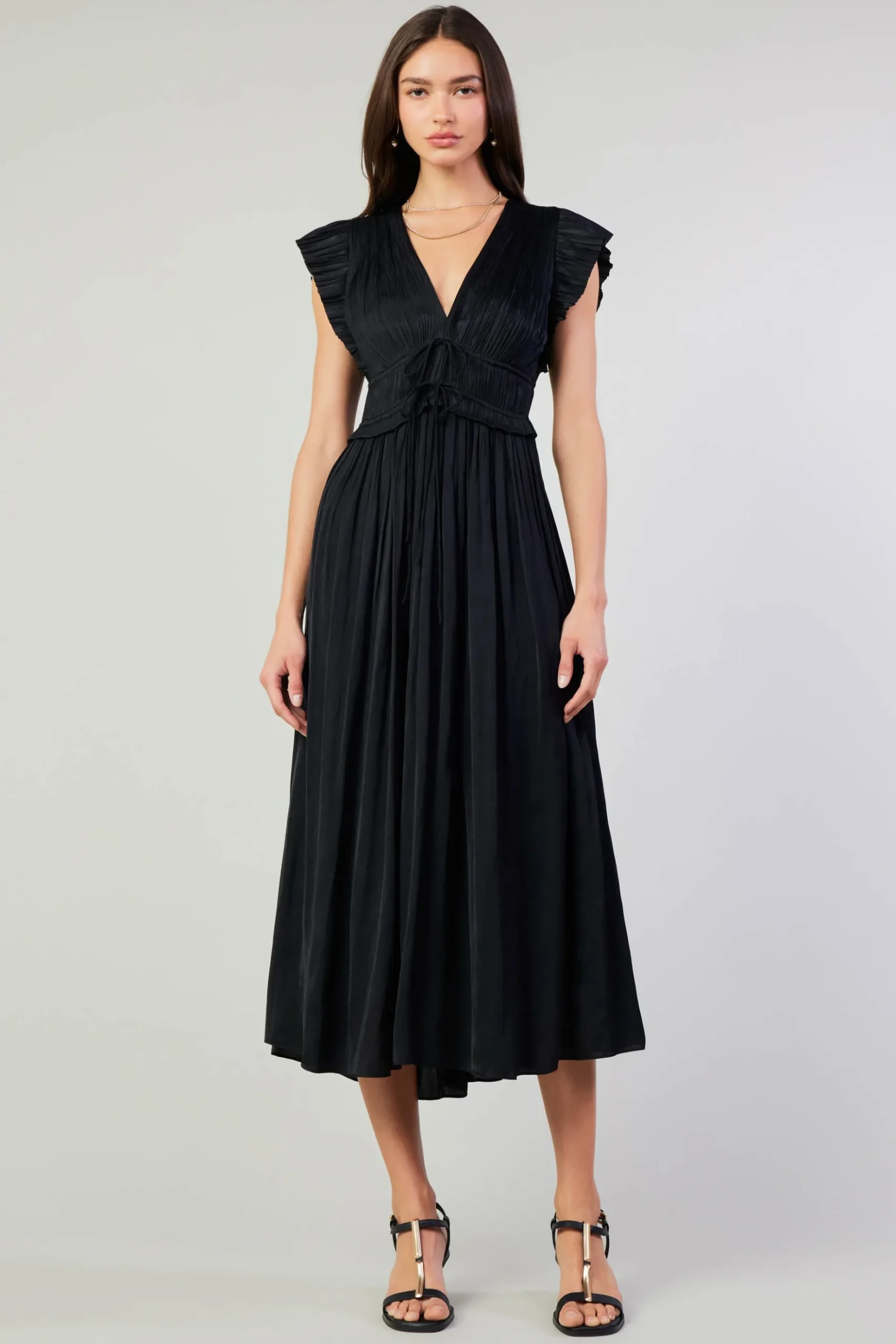 Current Air Mara Pleated Maxi Dress BLACK Online