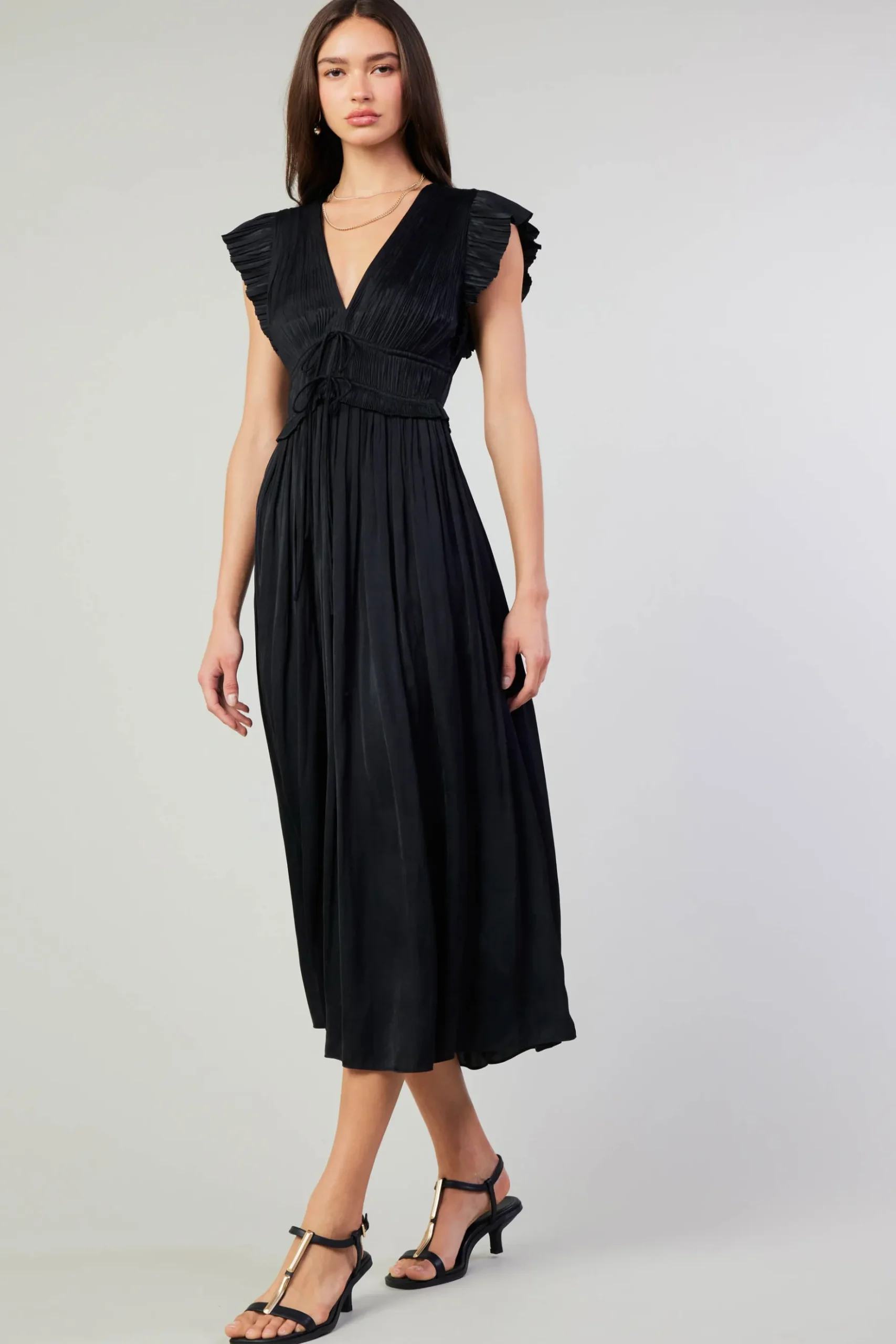 Current Air Mara Pleated Maxi Dress BLACK Online