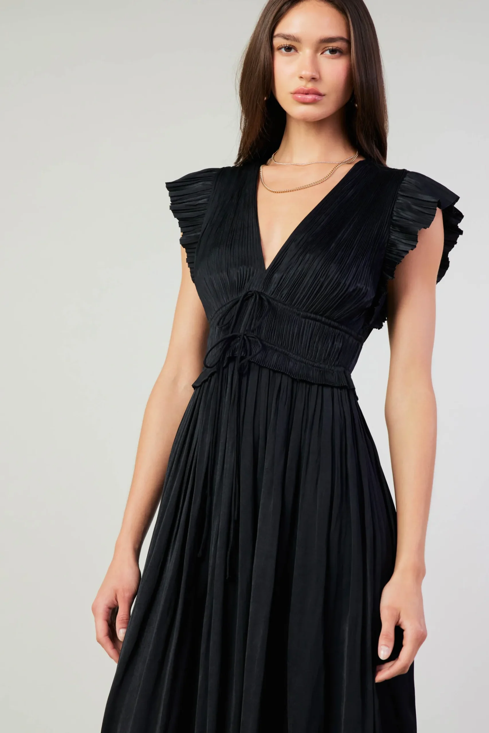 Current Air Mara Pleated Maxi Dress BLACK Online