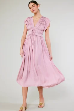 Current Air Mara Pleated Maxi Dress BLUSHPINK Discount