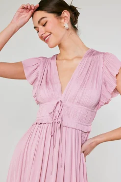 Current Air Mara Pleated Maxi Dress BLUSHPINK Discount