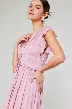 Current Air Mara Pleated Maxi Dress BLUSHPINK Discount