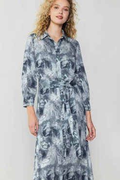 Current Air Marbled Motif Buttondown Dress GREYMULTI Online