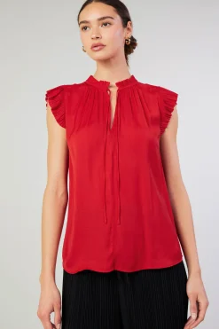 Current Air Margot Pleated Blouse RED Sale
