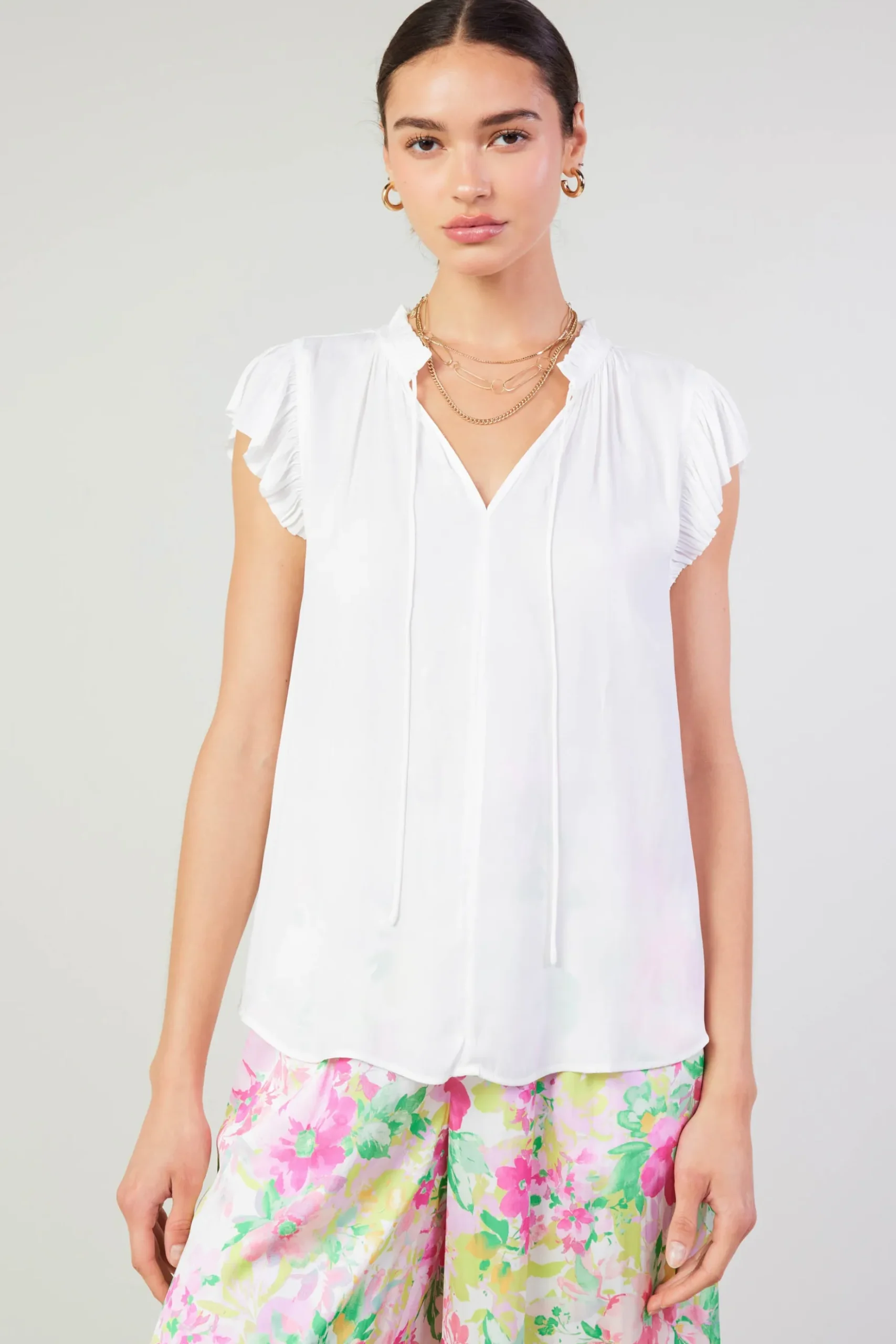 Current Air Margot Pleated Sleeve Blouse OFFWHITE Outlet