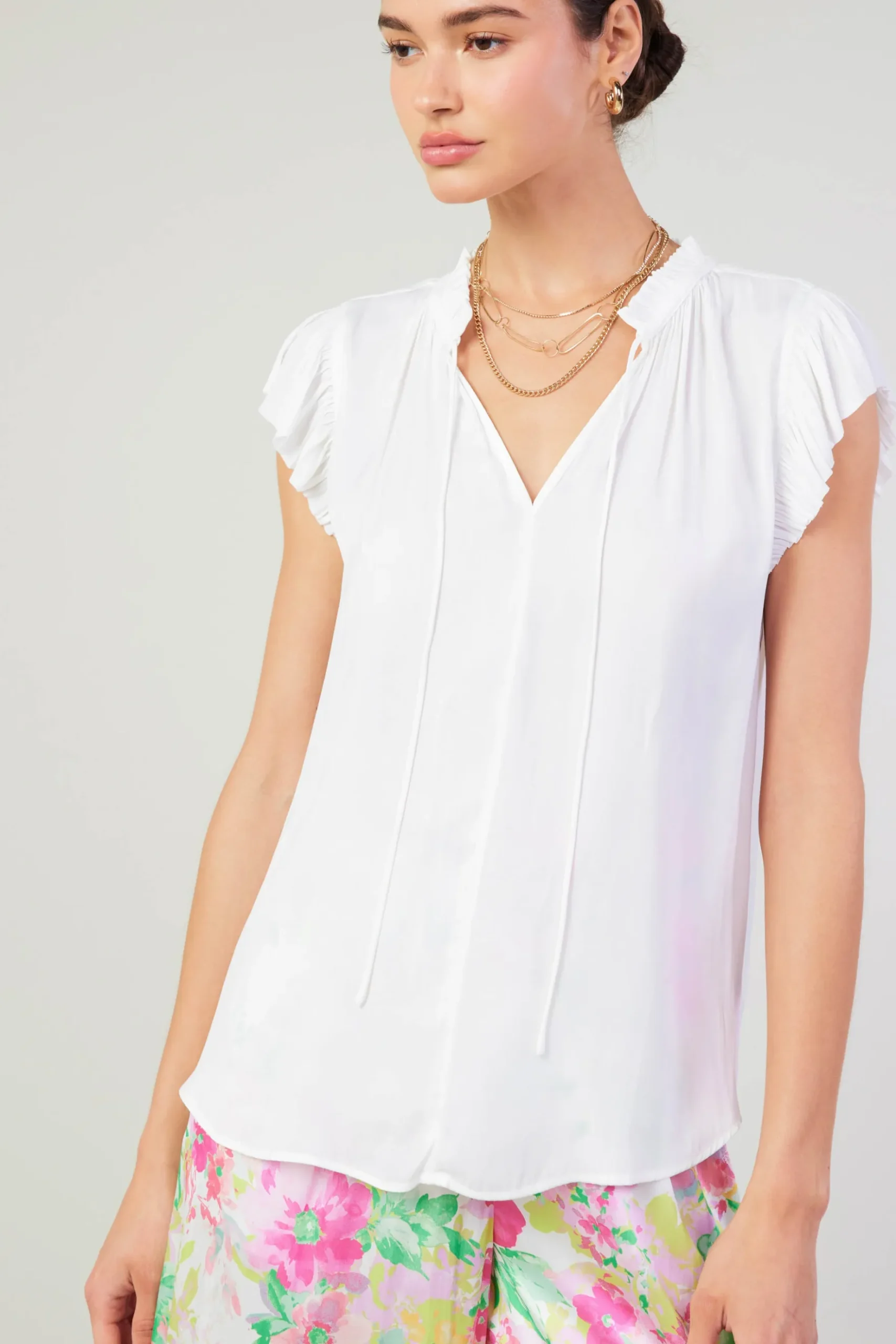 Current Air Margot Pleated Sleeve Blouse OFFWHITE Outlet