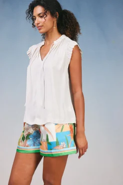 Current Air Margot Pleated Sleeve Blouse ECRU Best