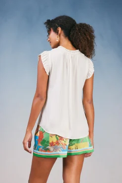 Current Air Margot Pleated Sleeve Blouse ECRU Best